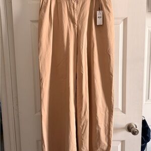 Express Tan Wide-Leg Pants with Woven Belt
